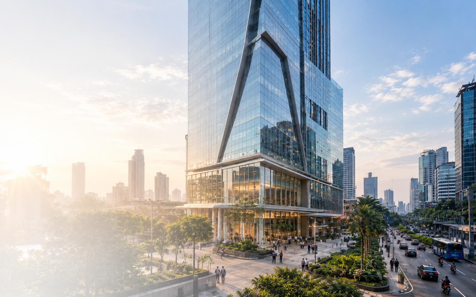 Jakarta skyline at golden hour
